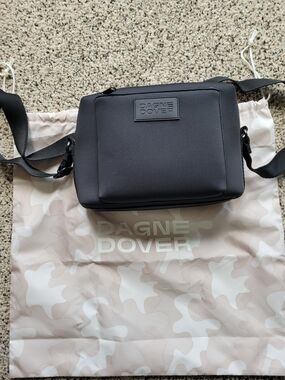 Dagne Dover Black Micah Neoprene Crossbody with Double Zippers